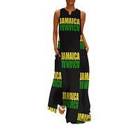 Long Dress Elegant Casual Long Dress Jamaica Flag Girls Summer Sunshine Beach Skirts for Womens XL