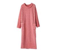 Long Dressing Downs For Women UK - Super Soft Fluffy Fleece Bathrobe with Pockets, Ladies Cosy Nightgown Pyjamas Winter Warm Lounge Home Wear Robe Nightdress (Pink,One Size)