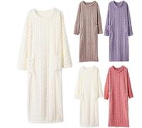 Long Dressing Downs For Women UK - Super Soft Fluffy Fleece Bathrobe with Pockets, Ladies Cosy Nightgown Pyjamas Winter Warm Lounge Home Wear Robe Nightdress (White,One Size)