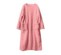 Long Dressing Gowns for Women Fluffy Nightgown Cosy Dressing Gown Winter Warm Fleece Pyjamas Ladies Super Soft Bathrobe with Pockets Cozy Fleece Bath Robe Long Sleeved Loose Housecoats