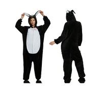 (Long-eared black cat, L) 3D Panda Husky Mouse Cartoon One-Piece Pajamas Animal Cute Thick Flannel Men and Women Performance Costumes
