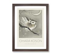 Long Eared Owl By Ohara Koson Exhibition Museum Asian Japanese Framed Print | A2 Walnut Framed Wall Art | Ready to Hang | Asian Animal Picture | Living Room Bedroom Lounge Office