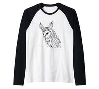 Long-Eared Owl Line Art Birdwatcher Raglan Baseball Tee