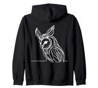 Long-Eared Owl Line Art Birdwatcher Zip Hoodie