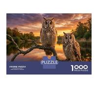 Long-eared Owl Premium 1000 Pieces Thick Cardboard Puzzle Sunset Sky for Older Children 12+ Anxiety Relief Indoor Activity 38x26cm/1000pcs