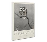 Long Eared Owl Upon A Tree Ohara Koson Canvas Print | Gallery Wrapped 30mm Frame Wall Art | 30x20 inches | Ready to Hang | Asian Animals Picture | Living Room Bedroom Lounge Office