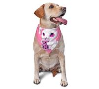 Long-Eared Rabbit Drinking Milk Tea Printed Graphic Pet Triangle Scarf For Dogs & Cats, Adjustable Cute Pet Bandana For & Photo Shoots