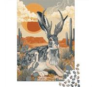Long-eared Rabbit Shaped Like Twisted Horns Jigsaw Puzzles for Adults And Kids. 1000 Pieces Desert Plants Whimsical Challenge Toy Educational Game Home Decor 70x50cm/1000pcs