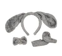 Long Ears Dog Headband + Bow + Tail Set Plush Animal Cosplay Dog Ears Headwear All-match for Women Girls
