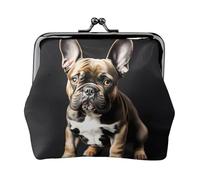 long ears french bulldog coin purse for women,small womens wallet,small makeup bag for purse,ultra-thin retro change wallet, Black, One Size, Art Deco