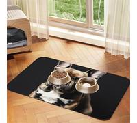 long ears french bulldog print PU Leather Feeding Mat for Dogs Cats Pet Food Mat Absorbent Non-Slip Rubber Bottom