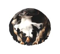 Long Ears French Bulldog Print Shower Cap, Lined Shower Cap For Women Reusable, Double Layer Waterproof Bath Cap