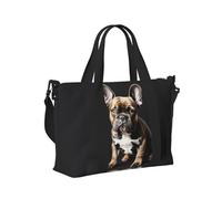 Long Ears French Bulldog Print Travel Hand Bag Women Men Shoulder Strap Tote for Weekend Getaway Gym Vacation