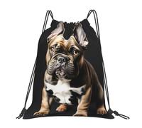 Long Ears French Bulldog Print Women Men Drawstring Bag Durable Drawstring Backpack Large Gym Sack For Travel Football Holidays