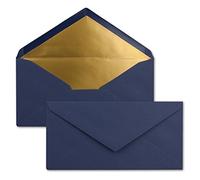 Long Envelopes size DIN Long, gummed, wet seal, Gold / Silver metallic lining 50 Umschläge Night blue gold