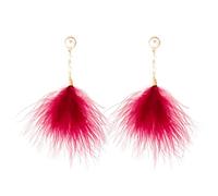 Long Feather Tassel Pearl Dangle Drop Earrings Boho Handmade Colorful Soft Feathers Chandelier Lightweight Pearl Chain Earrings for Women Bohemian Style Wedding Bridal Prom Party Jewelry Gifts, Zinc