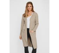 Long Fine Knit Cardigan Beige Marl