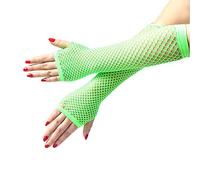 Long Fishnet Gloves, Green Fingerless Arm Warmers Mesh Fancy Dress Gloves, Fancy Dress Punk Accessory for Women Girls Kids 80s Costume Evening Party Supplies Tutu Rave Hen Night