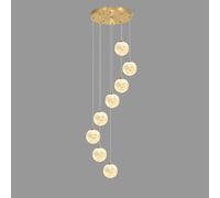Long Fixtures Stair Foyer Entryway Milk Moon Globe Chandelier Vintage Gold Mid Century Pendant Light Farmhouse Hanging Lamp for Bedroom Kitchen Table Dining Room