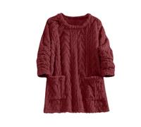 Long Fleece Jumpers Ladies, Women Teddy Fleece Sweatshirt without Hood Plain Plush Fluffy Pullover Sweaters Fall Winter Casual Fuzzy Warm Velvet Pyjamas Lounge Jacquard Jumpers Tops