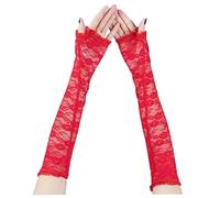 Long Floral Lace Fingerless Gloves for Wedding Opera Party Lace Gloves Stretchy Long Elbow Sleeve Gloves for Women Girls