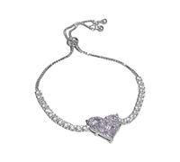 Long Flower Earrings Light Zircon Heart Adjustable Bracelet Fashion Design Bracelets Trimmings Sweet Zircon Love Geometric Bracelet Fashion Temperament Small Thin Hoop Earrings (Silver, One Size)