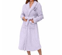 Long Fluffy Dressing Gowns For Women UK with Pockets Winter Robes Solid Nightgowns Long Pajamas Coral Fleece Thickened Bathrobes Warm Home Wear Loungewear Cardigan for Everyday Comfort (Purple, M)