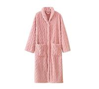 Long Fluffy Dressing Gowns Or En Snoodies - Dressing Gowns For Women Uk With Buttons Plush Robe Flannel Collar Jacquard Button Up Bathrobe Front Pockets Thermal Fleece Gowns Soft Bathrobe