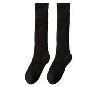 Long Fluffy Socks, Women's Fluffy Knee High Socks Winter Cosy Thermal Warm Fuzzy Thick Soft Stockings Ladies Girls Cozy Fleece Knee-High Foot Warmer Christmas Birthday & ThanksGiving Gifts Black