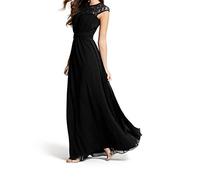 Long Full Length Evening Formal Maxi Party Cocktail Prom Bridesmaid Chiffon/LACE Dress (10, Black)