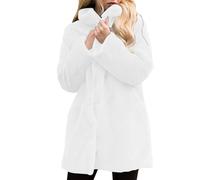 Long Fur Coat Women's Elegant Plain Faux Fur Coat Long Sleeve Winter Jacket Thick Warm Faux Fur Jacket Winter Faux Fur Jacket Large Sizes Fur Jacket Fur Coat Loose Winter Coat Cuddly Jacket, White, M