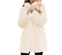 Long Fur Coat Women's Elegant Plain Faux Fur Coat Long Sleeve Winter Jacket Thick Warm Faux Fur Jacket Winter Faux Fur Jacket Large Sizes Fur Jacket Fur Coat Loose Winter Coat Cuddly Jacket, beige,