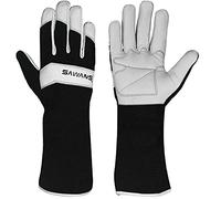Long Gardening Gloves Leather Ladies Men Women Durable Goatskin Garden Gloves Forearm Protection Thorn Proof Gardener Work Spandex Sleeves Rose Pruning Gift (Black, M)