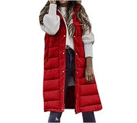 Long Gilet for Women UK Clearance,Ladies Outerwear Gilets and Body Warmers Quilted Winter Vest with Hood Elegant Coat Sleeveless Down Jacket Warm Hooded Coat Puffer Jacket with Pockets