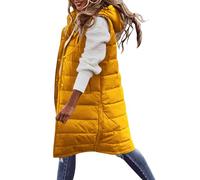 Long Gilet for Women Uk Long Hooded Puffer Gilets Thick Warm Quilted Jacket Sleeveless Padded Vest Warmers Quilted Winter Vest With Hood Elegant Coat Sleeveless Down Jacket Coat With Pockets L