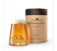 Long Glass 450 ml - Borosilicate High Quality Mouth-Blown with Embossed Mountains | Cocktail, Beer or Soft TOPOGRAPHIC (Tre Cime di Lavaredo)