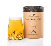 Long glass 450 ml - High quality Borosilicate hand-blown with raised mountains | Cocktail, beer or soft TOPOGRAPHIC (Aiguille du Midi)