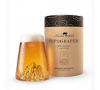 Long Glass 450ml - High-quality borosilicate glass hand-blown with embossed mountains | Cocktail, beer or soft drinks TOPOGRAPHIC (Monte Rosa)