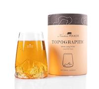 Long glass 450ml - High quality Borosilicate hand-blown with raised mountains | Cocktail, beer or soft TOPOGRAPHIC (Watzmann)