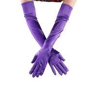 Long Gloves For Women Lengthen Satin Gloves Women Wedding Evening Party Etiquette Long Gloves Clothing Mittens(Purple 52CM)