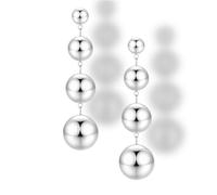 Long Gold Ball Drop Dangle Earrings for Women Dangling Dainty Silver Big Large Statement Double Ball Beaded Dangly Handing Formal Earring Jewelry Trendy, L, Alloy Steel, No Gemstone