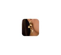 Long Gold Twisted Abstract Earrings Vintage Geometric Spiral Oversized Dangle Earring for Women Exaggerated Large Statement Jewelry Irregular Accessories, Large, Zinc, No Gemstone