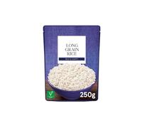 Long Grain Rice, Mild & Fluffy, Microwave Ready, Vegan, 250g 1 pack, Premium quality long grain rice with a light, fluffy consistency and mild flavour that complements any dish