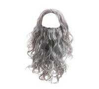 Long Grey Beard and Wig - Halloween Costume Wig, Grey Curly Cosplay Wigs and Beard | Long Grey Wizard Beard and Wig for Halloween Party, Role Play, Stage Show