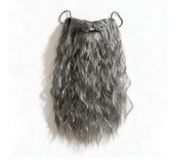 Long Grey Wavy Fake Beard, Elasticated Costume Beard for Halloween Cosplay | Curly Wizard Dwarf Fake Beard with Elastic Strap,Comfortable Long False Facial Hair Accessory for Halloween,Medieval Cosplay