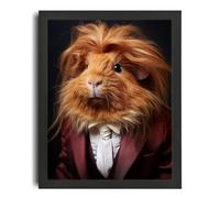 Long Hair Guinea Pig In A Suit Wall Art Vintage Animal Portrait Guinea Pig Gift Poster A5 - Wall Art Home Decor Movie Poster Canvas Film Cinema Retro Vintage Cult Classic Nostargic Saga Modern reprin