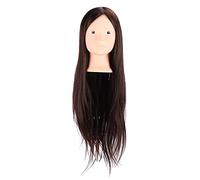 Long Hair Mannequin Head High Temperature Synthetic Hair Styling Practice Training Head for Beauty Teachers Students Professional Hairdresser Styling Durable Rubber Silicone