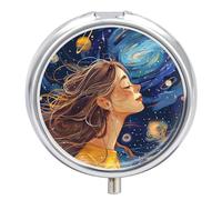 Long Hair Women Side View Pill Box Cute Medicine Organizer Travel Pillbox Waterproof Portable Pill Container Holder to Hold Vitamins Medication Fish Oil and Supplements