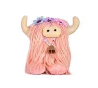 Long-haired Bull-Cute Sitting-Puppet Plush Toy Kindergarten Story Interactive-Props Parent-child Game Doll Wedding Party Decorative Cow Ornament in Cloth-souvenir From Scotland-lifelike Cozy Pillow