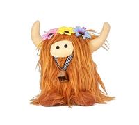 Long-haired Bull-Cute Sitting-Puppet Plush Toy Kindergarten Story Interactive-Props Parent-child Game Doll Wedding Party Decorative Cow Ornament In Cloth-souvenir Cow Doll From Scotland-lifelike Plush